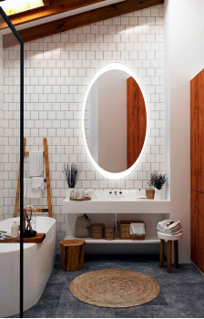 Овальное зеркало в ванну с подсветкой Мелодия 60х90 см